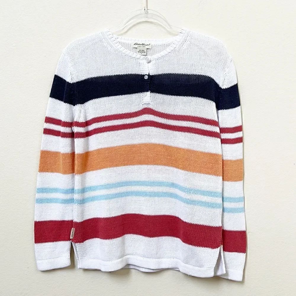 Eddie Bauer Knit Rainbow Stripe Pullover Sweater